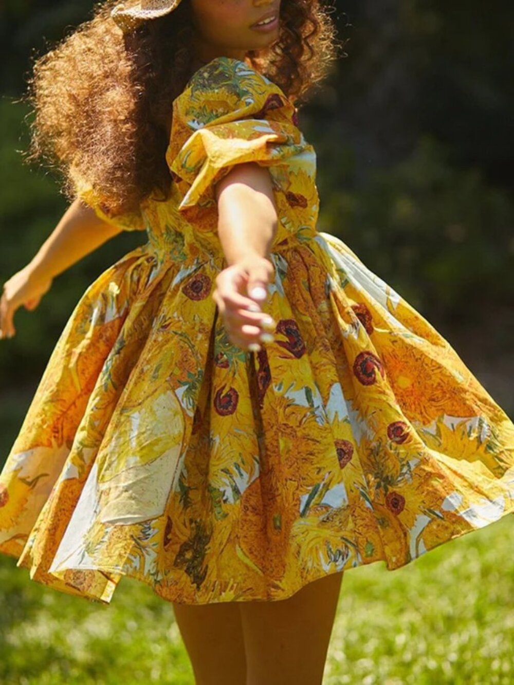 Galartsy Van Gogh Sunflowers Puffy Mini Dress NWOT - Picture 2 of 7